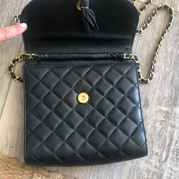 A.Gianetti purseVintage Channel-like chain strap, navy/blackExcellent Mint - Picture 2 of 6